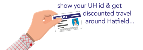 show your UH id and get discounted travel around Hatfield